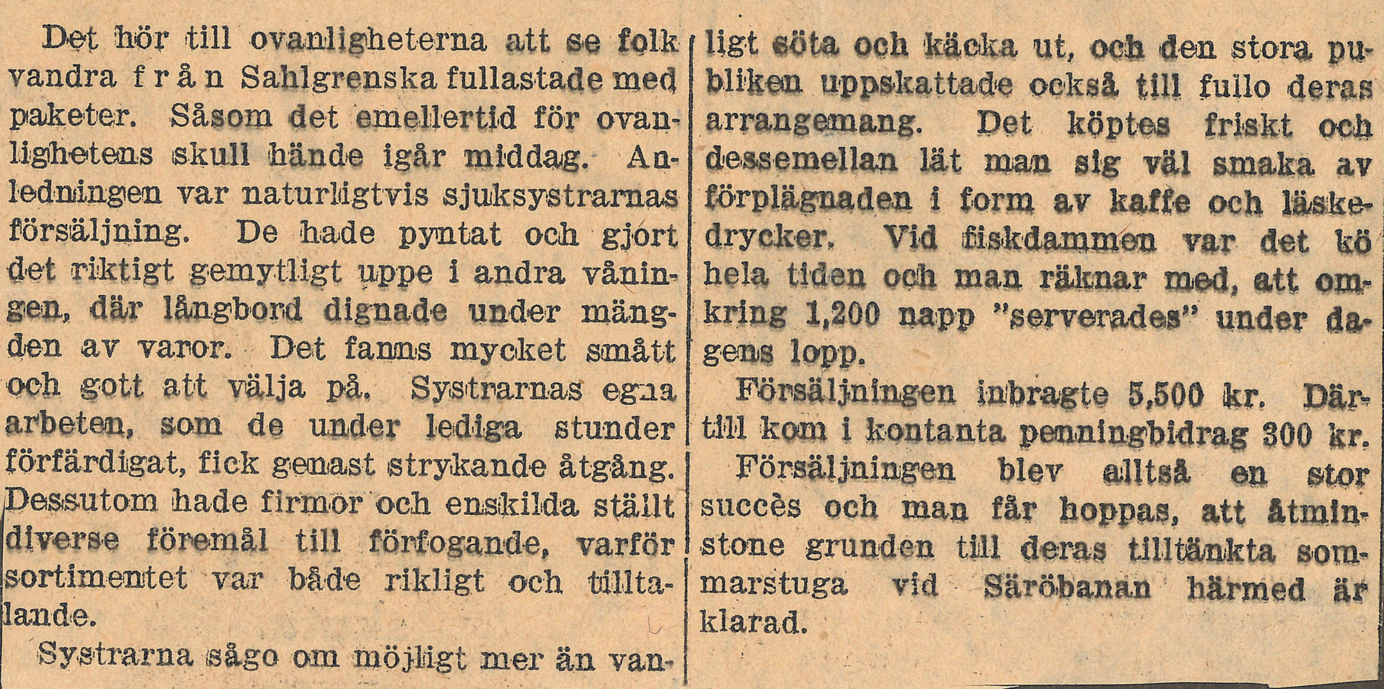 
                    Ett fotografi av ett tidningsurklipp om sjuksystrarnas julförsäljning
                    